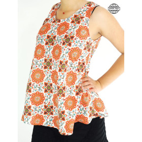 T-shirt sans manches blanc à motif floral