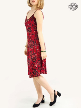 robe été midi pour femme rouge avec bretelles réglables