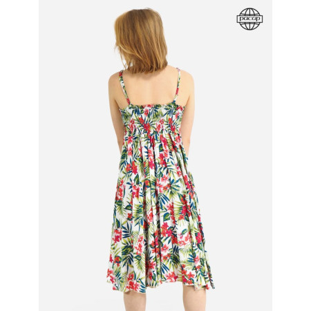 robe mi-longue, robe fines bretelles, robe multicolore, robe femme, robe dos nu, robe col v