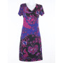 Robe d'été, robe femme, robe violette, robe fuschia, robe col v, robe coeur croisé, robe manche courte.