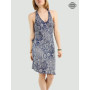 robe boheme courte asymétrique bleue, robe débardeur à encolure, mini robe fleurie en viscose, rayonne sans manche