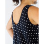 Robe longue, robe tunique, robe évasée, robe plissée, robe sans manches, robe bohéme, taille unique avec col rond