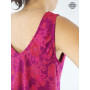 Robe longue, robe tunique, robe évasée, robe plissée, robe sans manches, robe bohéme, taille unique avec col rond
