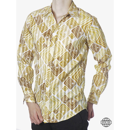 Chemise Homme Eté Jaune Rayée Rétro 60'S 70'S Originale Marque Française Responsable