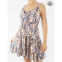 robe col arrondi, robe fluide, robe mini, robe de plage, robe en viscose, robe à bretelles.
