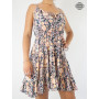 robe dos nu, robe décolletée en rayonne, robe femme, robe mi-cuisse, robe courte, robe fleurie.
