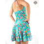 robe mi-cuisse, robe dos nu décolleté évasée en rayonne imprimée liberty
