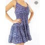 robe femme col V, robe légère évasée  d'été imprimée géométrique