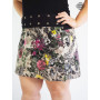 Jupe Genou Fleurie et Asymétrique Taille Plus Réglable  Large Ceinture Noire Boutonnée Marque Française