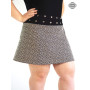 Jupe Genou Fleurie et Asymétrique Taille Plus Réglable  Large Ceinture Noire Boutonnée Marque Française