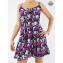 robe fluide sans manches, robe col arrondi, robe volantée, robe mi-cuisse plissée.