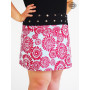 Jupe Midi Bleue Fleurie Asymétrique Grande Taille Large Ceinture Noire Boutonnée Marque Française