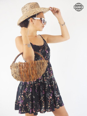 robe de plage, robe courte, robe col arrondi, robe viscose, robe sans manches, robe femme fluide.