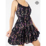 robe a bretelles, robe d'été volante, robe dos nu, robe imprimée plissée, robe noire.