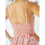Robe Mi-Longue Orange Fleurie à Bretelles Fines  robe femme, robe été robe en viscose, robe dos nu