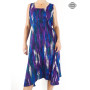 robe longue, robe bleue, robe sans manches, robe imprimé abstrait, robe liens à nouer, robe tie and dye