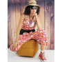 Salopette décontractée, large en viscose multicolore à imprimé floral.