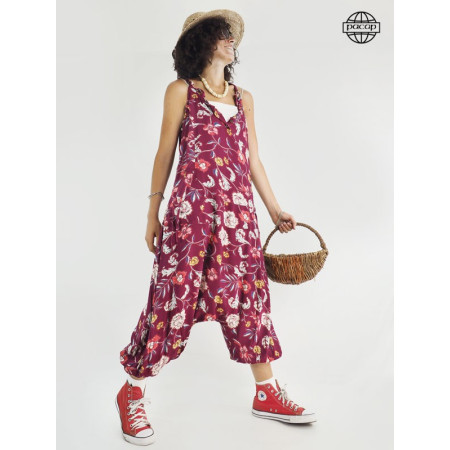 Salopette rouge en viscose large pour femme