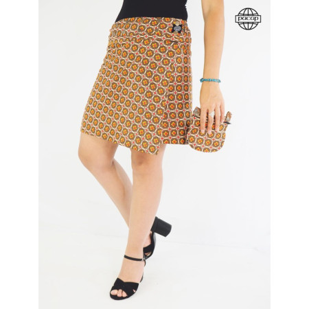 Jupe Convertible Imprimé Ethnique Marron - PACAP