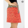 Jupe Mini Passepoil Motif Fleuri Rouge Femme Boutons Pression