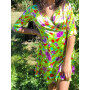 robe portefeuille verte, robe courte femme, robe à volants, robe fluide, robe été cache-coeur