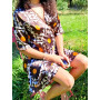 Robe portefeuille satin, robe courte à nouer, robe florale marron, robe femme, robe cache-coeur satinée, robe de soirée