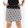 mini jupe blanche en coton motif pois noirs