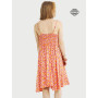 robe mi-longue, robe orange, robe à bretelles fines, robe de plage, robe imprimé ethnique, robe taille unique, robe dos nu