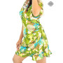Robe Verte Cache-Coeur à vollants Decolleté en V, robe satin enveloppante vert pomme taille a nouer femme