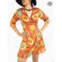 mini robe, robe à nouer, robe orange, robe cache-coeur, robe manches mi-longues, robe satin rouge, robe wrap femme