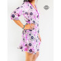 Robe Portefeuille Violette Mi-Courte Col V en Soie - PACAP