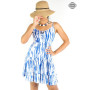 robe courte, robe femme, robe volantée, robe d'été, robe fluide, robe col arrondi, robe imprimée tie an d dye.