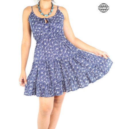 robe courte, robe bleue, robe volante, robe d'été, robe fluide, robe à bretelles