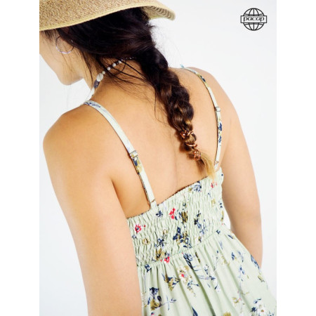 robe courte fine bretelles, robe courte, robe à volants, robe fluide, robe évasée, robe d'été, robe en viscose.