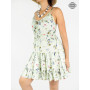 robe courte avec finitions volant, robe de plage, robe plissée, robe sans manches, robe liberty, mini-robe, robe mi-cuisse.