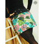 mini jupe imprimé feuillage coloré femme, jupe fendue