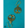 Boucle d'oreilles bijoux d'oreilles bohème chic dorée en laiton brass arbre de vie