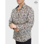 chemise noire habillée imprimé à fleurs raffinée homme