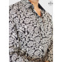 chemise élégante noir motif fleur manches longues col américain  homme grossiste chemise