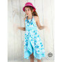 robe longue bleue fille motif fleurs grossiste France, modèle unique, taille ajustable