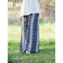 pantalon wrap ample yoga motif ethnique noir et blanc pattes d'éléphant taille unique motif rayures