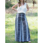 pantalon portefeuille noir fendu ample fluide taille haute motif yabane japonais blanc, pantalon wrap enveloppant