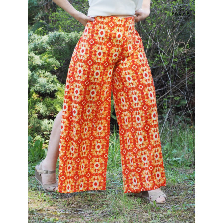 pantalon orange portefeuille fendu pour femme