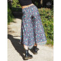 pantalon bleu été ceinture élastique imprimé fleurs coupe évasée