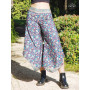 jupe bleue culotte large motif imprimé floral taille ajustable