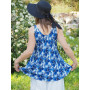 débardeur bleu pour Femme effet volant volanté leger souple fluide