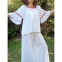 t-shirt léger manches larges femme blanc plissé manches volants taille unique