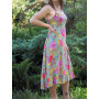 robe verte à fleurs col rond été coupe droite fluide léger