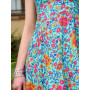 robe moyenne été taille marquée fines bretelles réglables plissée col rond imprimé fleuri