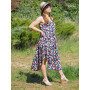 Robe bleue d'été, robe fluide, robe imprimé liberty, robe décolleté, robe ajustable, robe bretelles larges